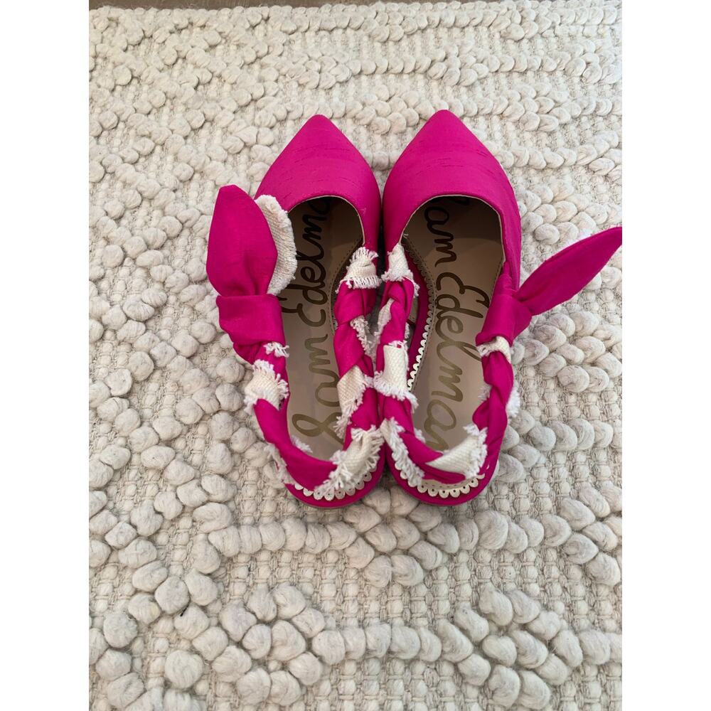 Sam Edelman Rivers Hot Pink Silk SatinPointed Toe Slingback Mule Hot Pink Sz 7 M - Picture 5 of 7